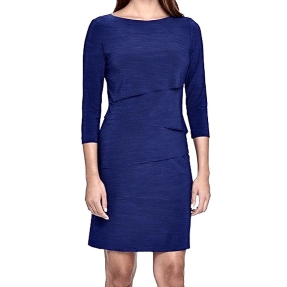 Tahari Tiered Jersey Sheath Dress - Picture 2 of 5